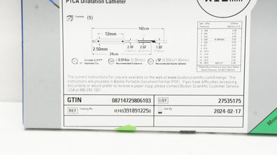 Boston Scientific H7493918912250 Emerge PTCA Dilatation Cath. 2.50 x 12mm (x)